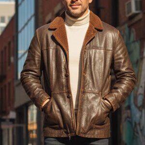 Vintage 70s Suedebane Genuine sheepskin lined Leather Marlboro Jacket XL RARE